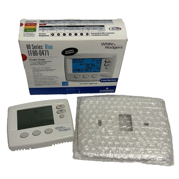 NEW Emerson / White Rodgers Blue Single Stage 4" Digital Thermostat 1F80-0471 - Picture 1 of 16